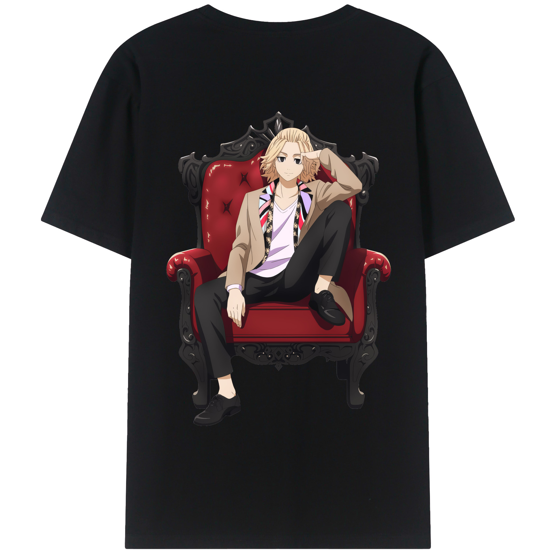 （画像用） 東京リベンジャーズ Tokyo Revengers 綿100％ メンズ半袖Tシャツ（バックプリント） 通気性