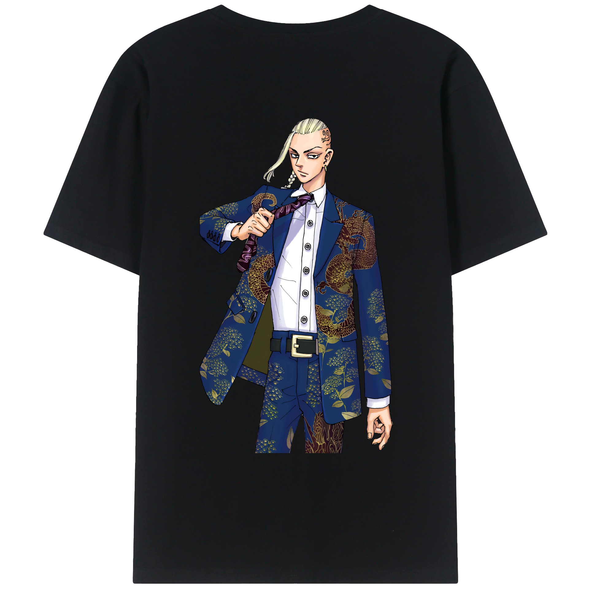 （画像用） 東京リベンジャーズ Tokyo Revengers 綿100％ メンズ半袖Tシャツ（バックプリント） 通気性