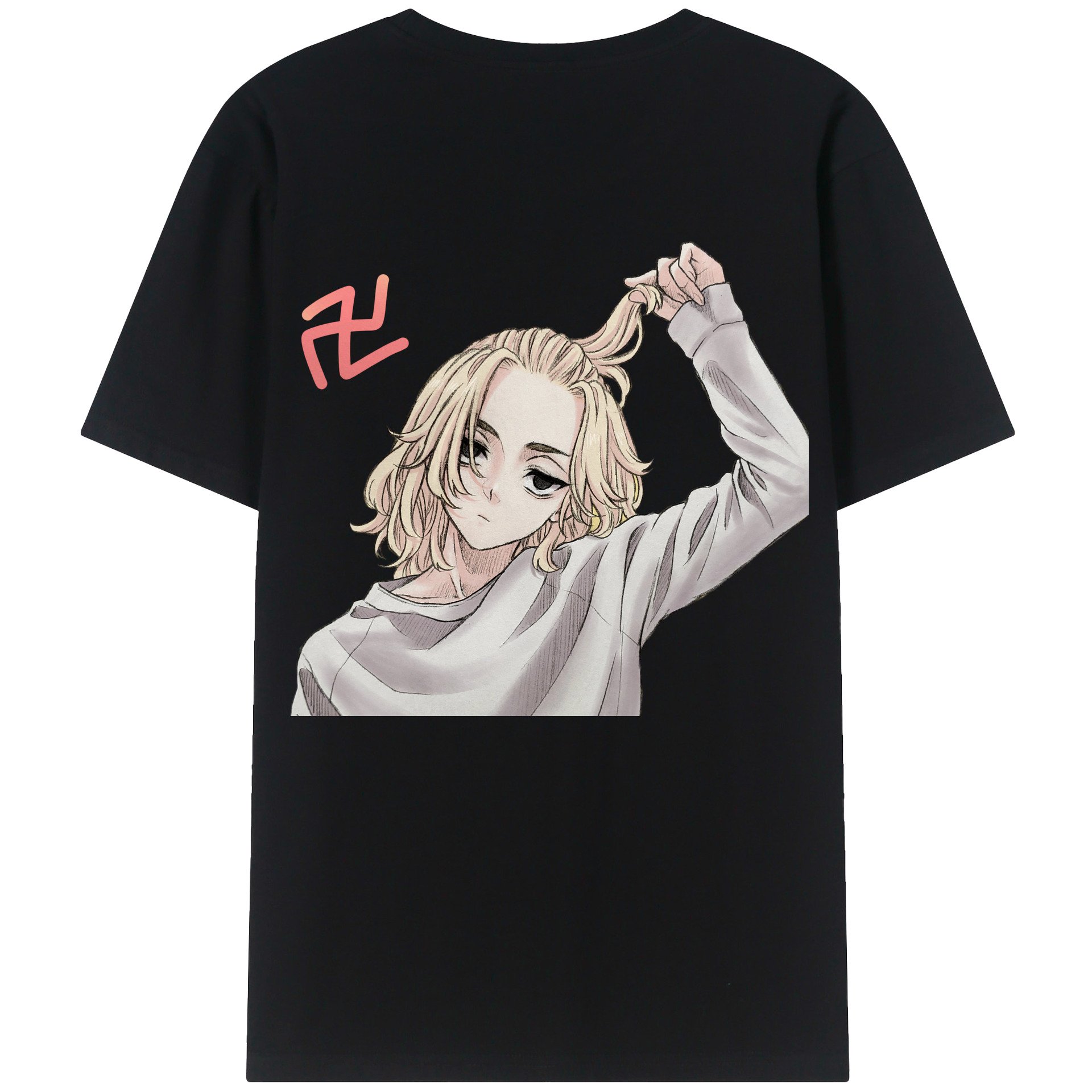 （画像用） 東京リベンジャーズ Tokyo Revengers 綿100％ メンズ半袖Tシャツ（バックプリント） 通気性