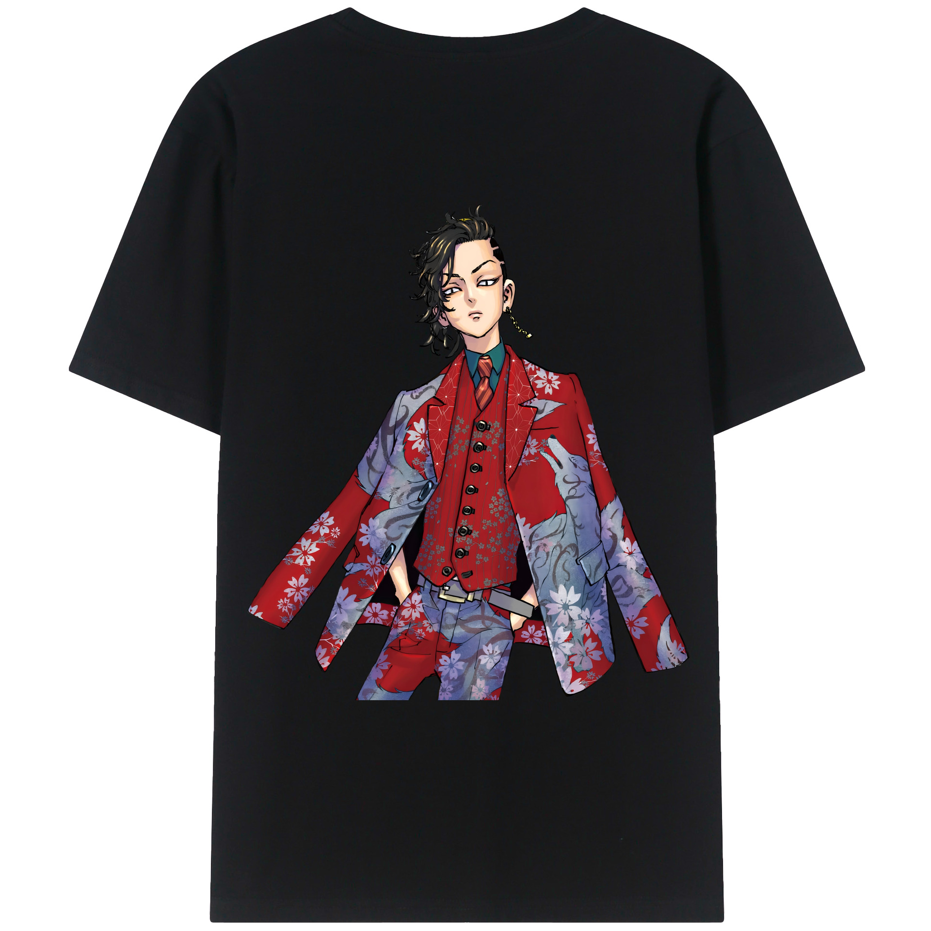 （画像用） 東京リベンジャーズ Tokyo Revengers 綿100％ メンズ半袖Tシャツ（バックプリント） 通気性