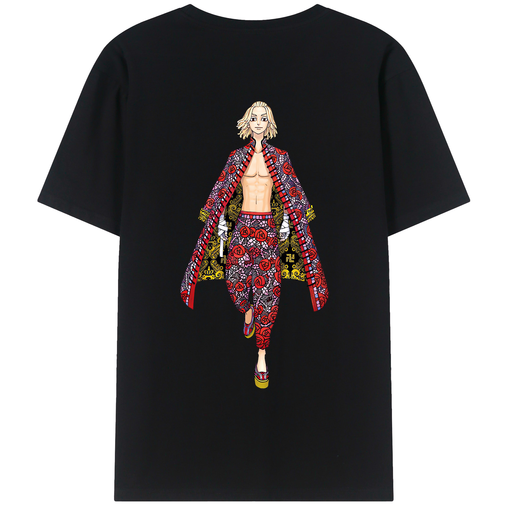 （画像用） 東京リベンジャーズ Tokyo Revengers 綿100％ メンズ半袖Tシャツ（バックプリント） 通気性