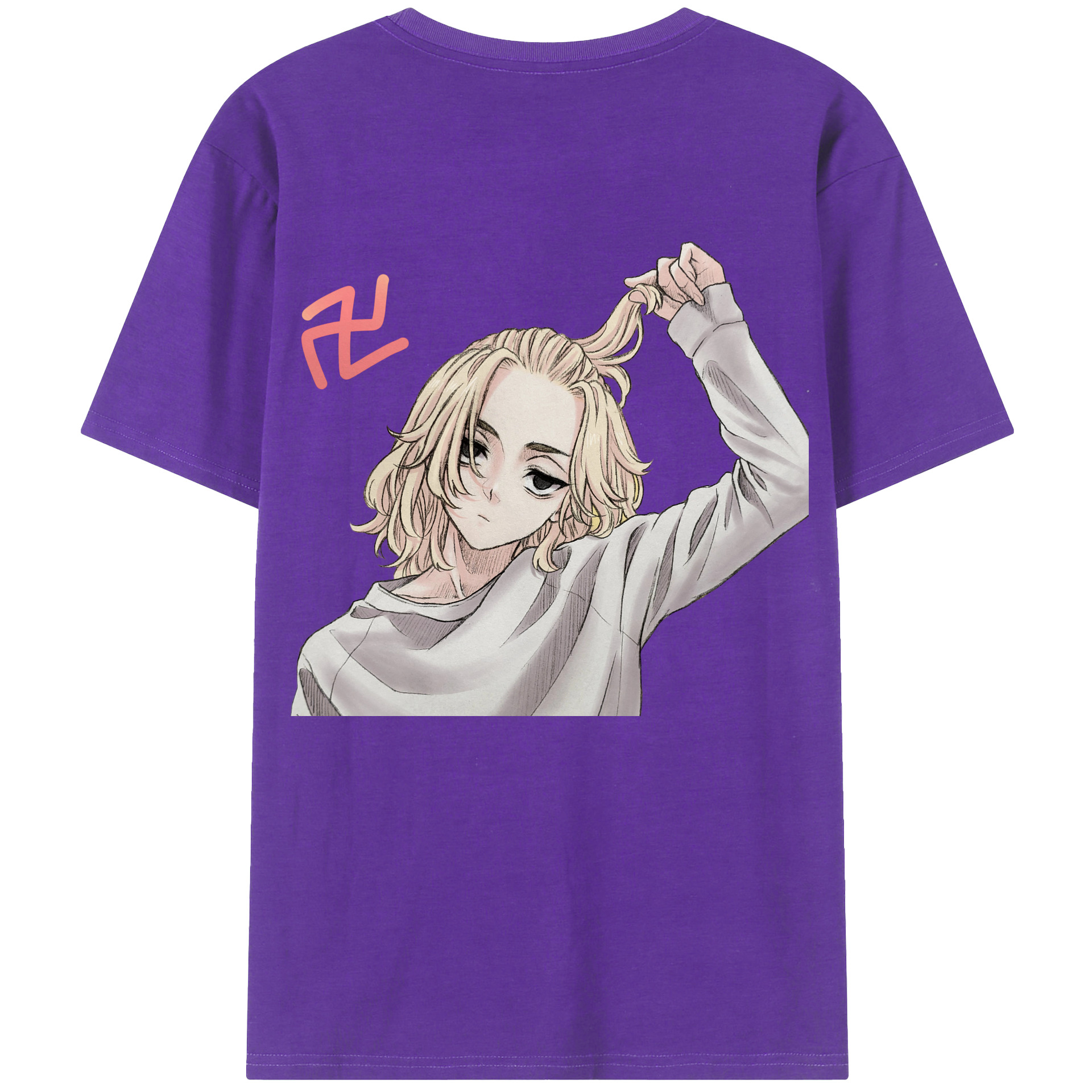 （画像用） 東京リベンジャーズ Tokyo Revengers 綿100％ メンズ半袖Tシャツ（バックプリント） 通気性