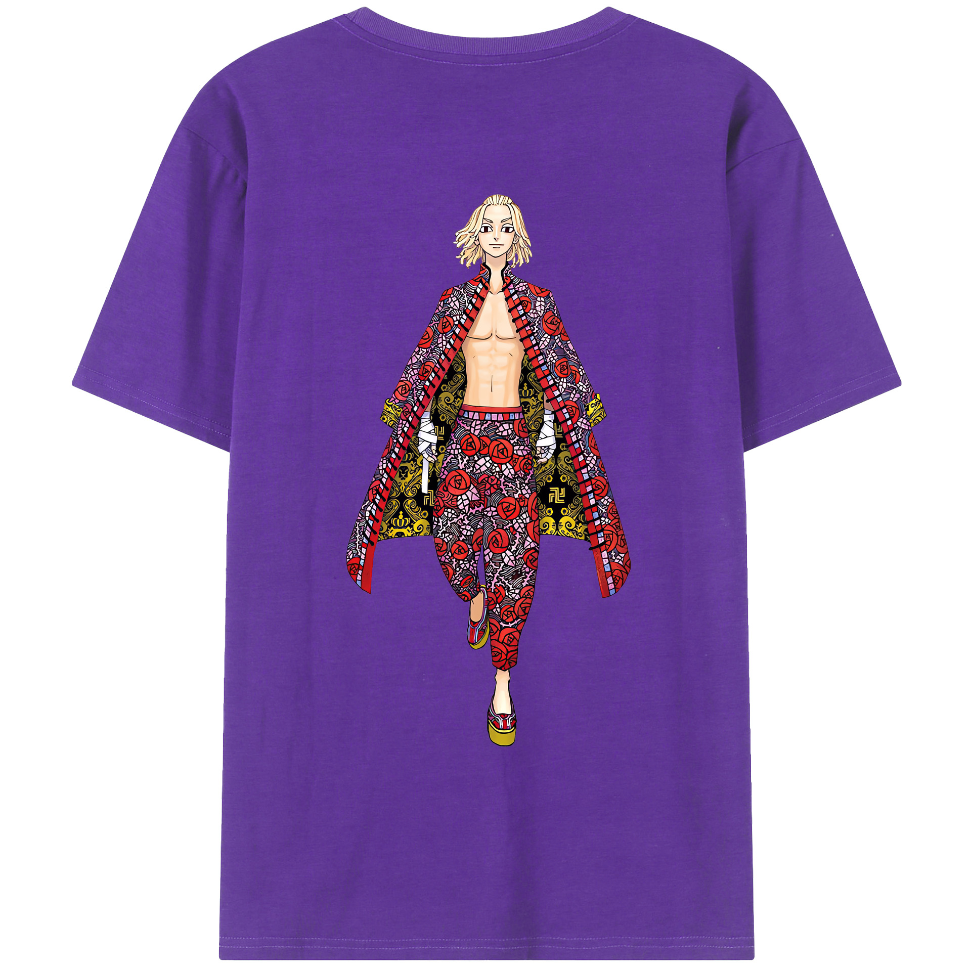 （画像用） 東京リベンジャーズ Tokyo Revengers 綿100％ メンズ半袖Tシャツ（バックプリント） 通気性
