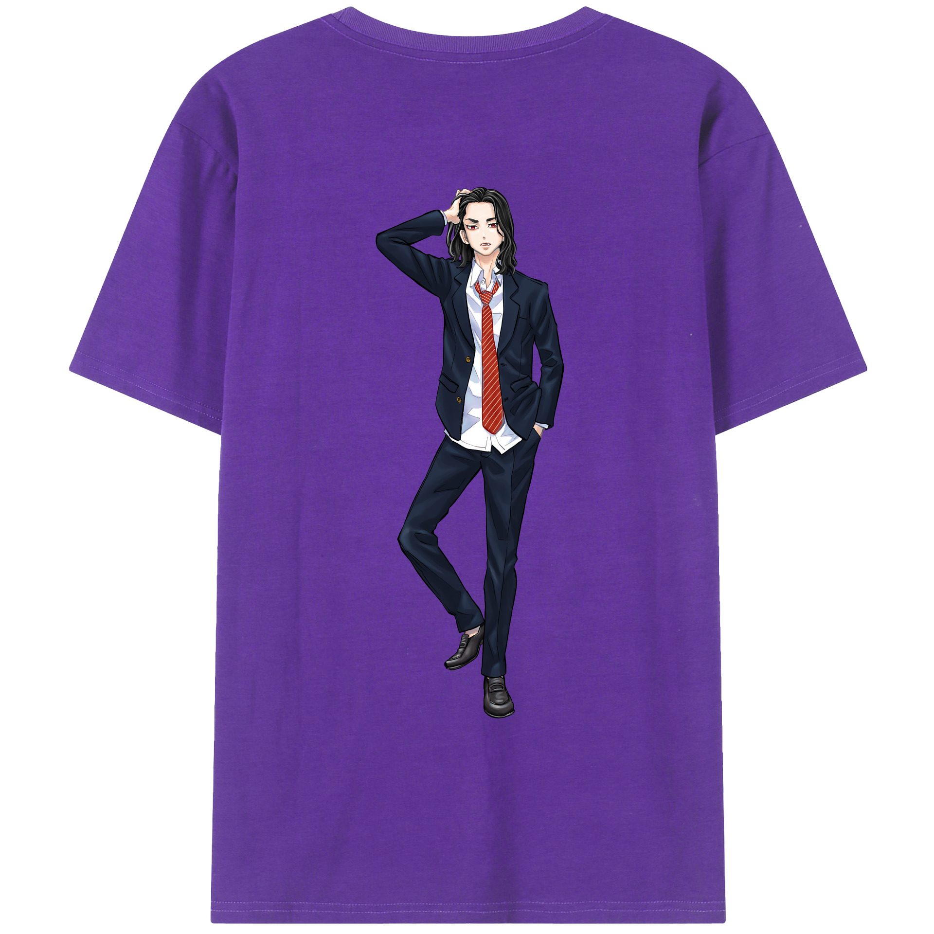 （画像用） 東京リベンジャーズ Tokyo Revengers 綿100％ メンズ半袖Tシャツ（バックプリント） 通気性