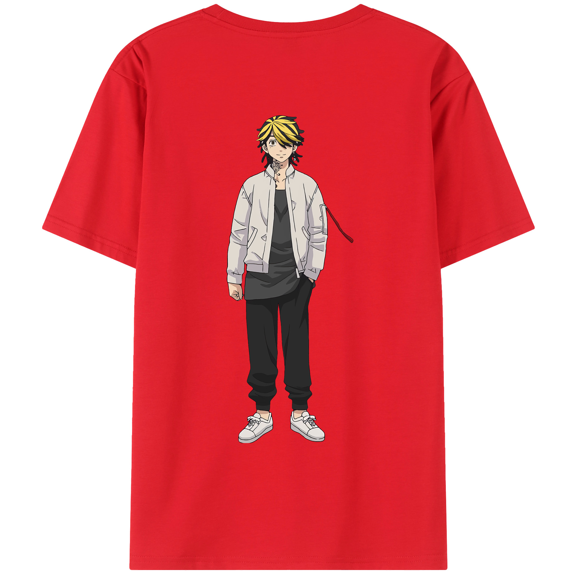 （画像用） 東京リベンジャーズ Tokyo Revengers 綿100％ メンズ半袖Tシャツ（バックプリント） 通気性