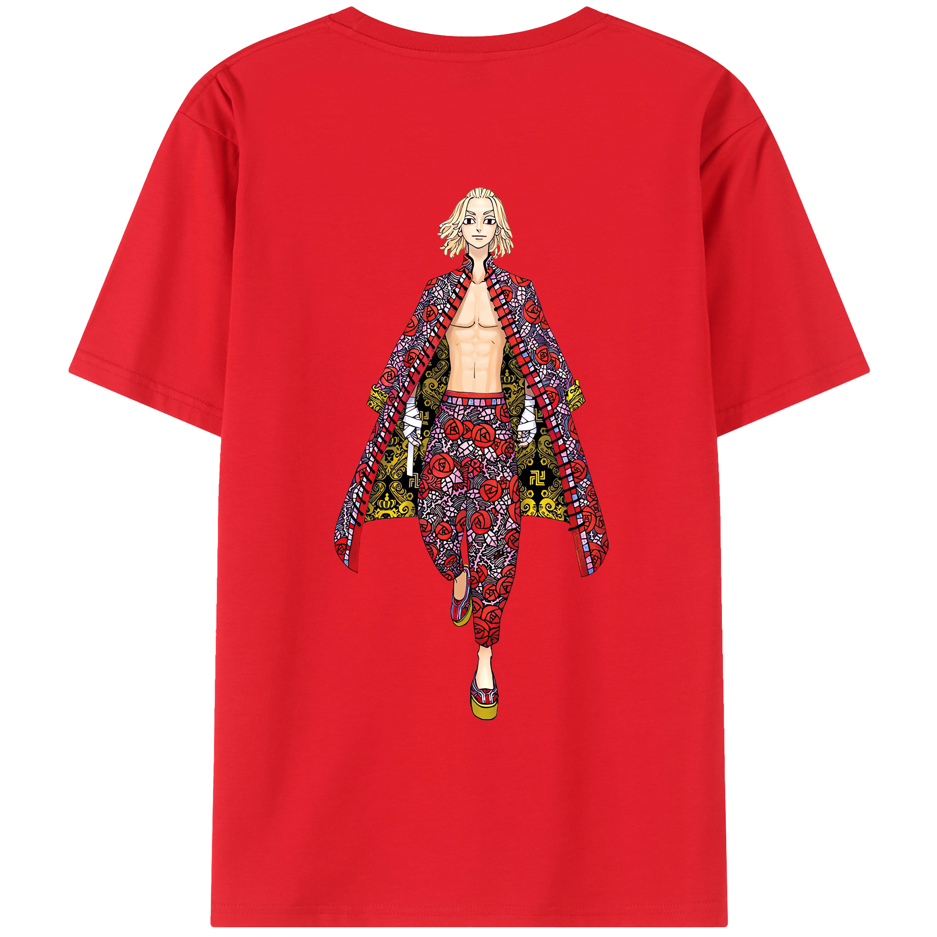 （画像用） 東京リベンジャーズ Tokyo Revengers 綿100％ メンズ半袖Tシャツ（バックプリント） 通気性