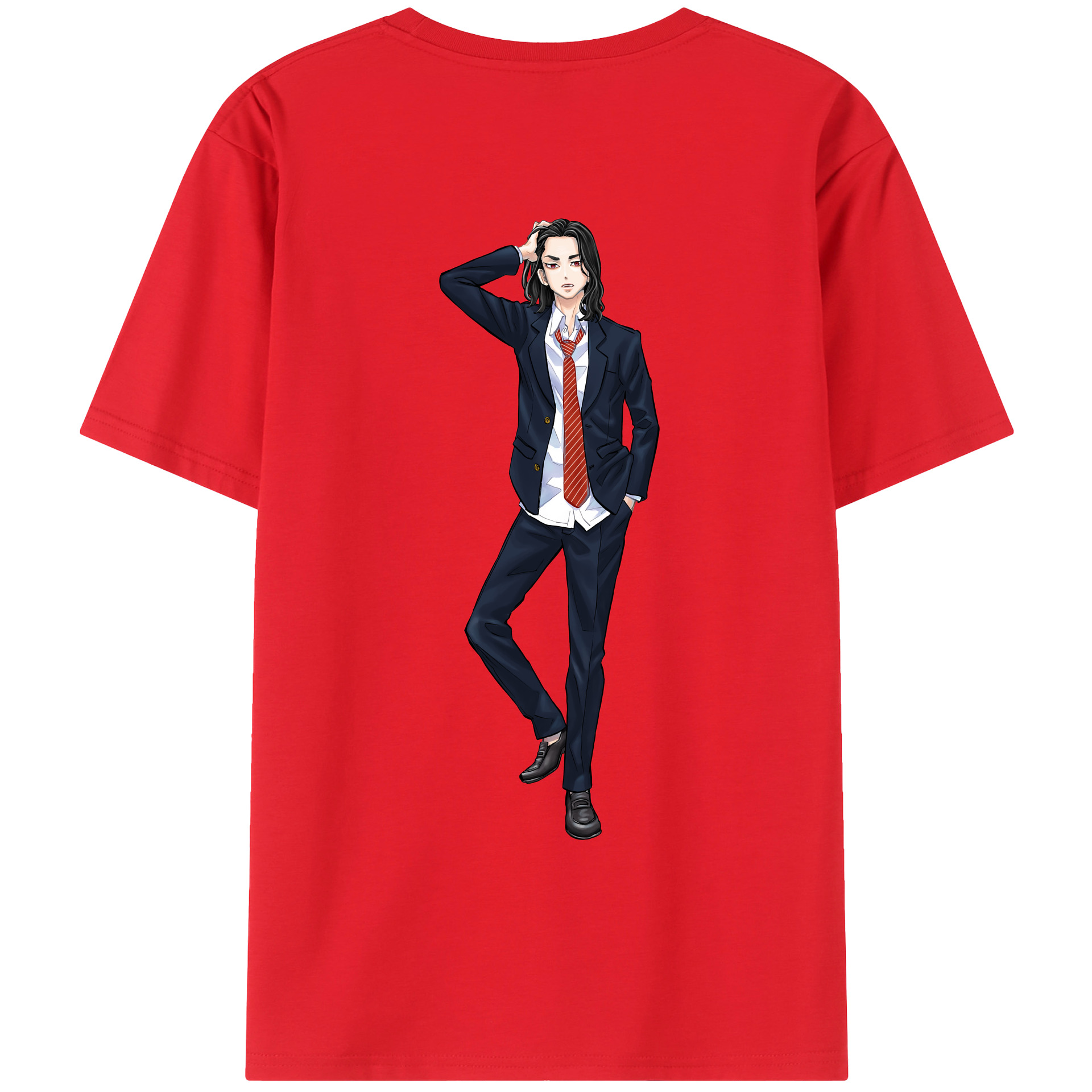 （画像用） 東京リベンジャーズ Tokyo Revengers 綿100％ メンズ半袖Tシャツ（バックプリント） 通気性