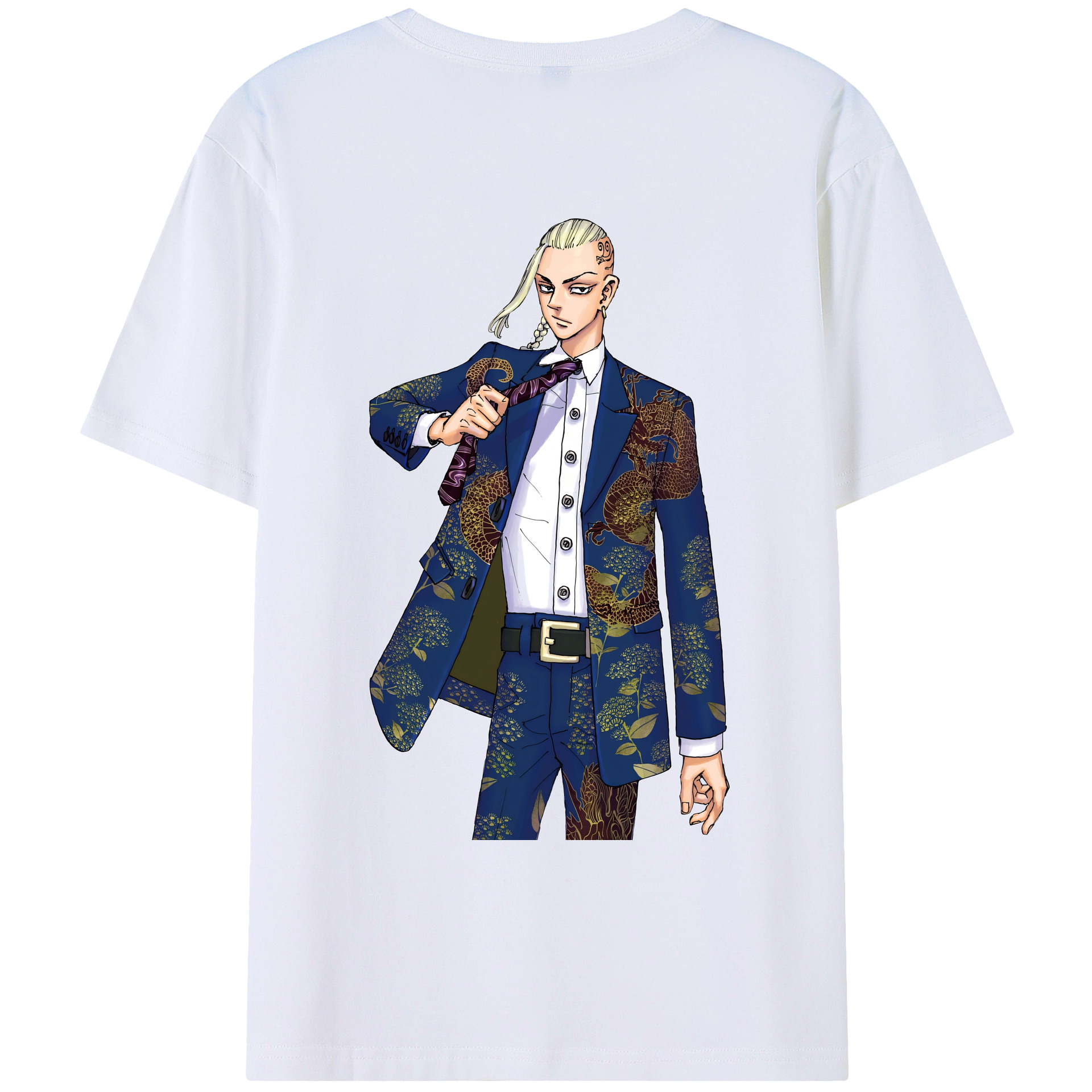 （画像用） 東京リベンジャーズ Tokyo Revengers 綿100％ メンズ半袖Tシャツ（バックプリント） 通気性
