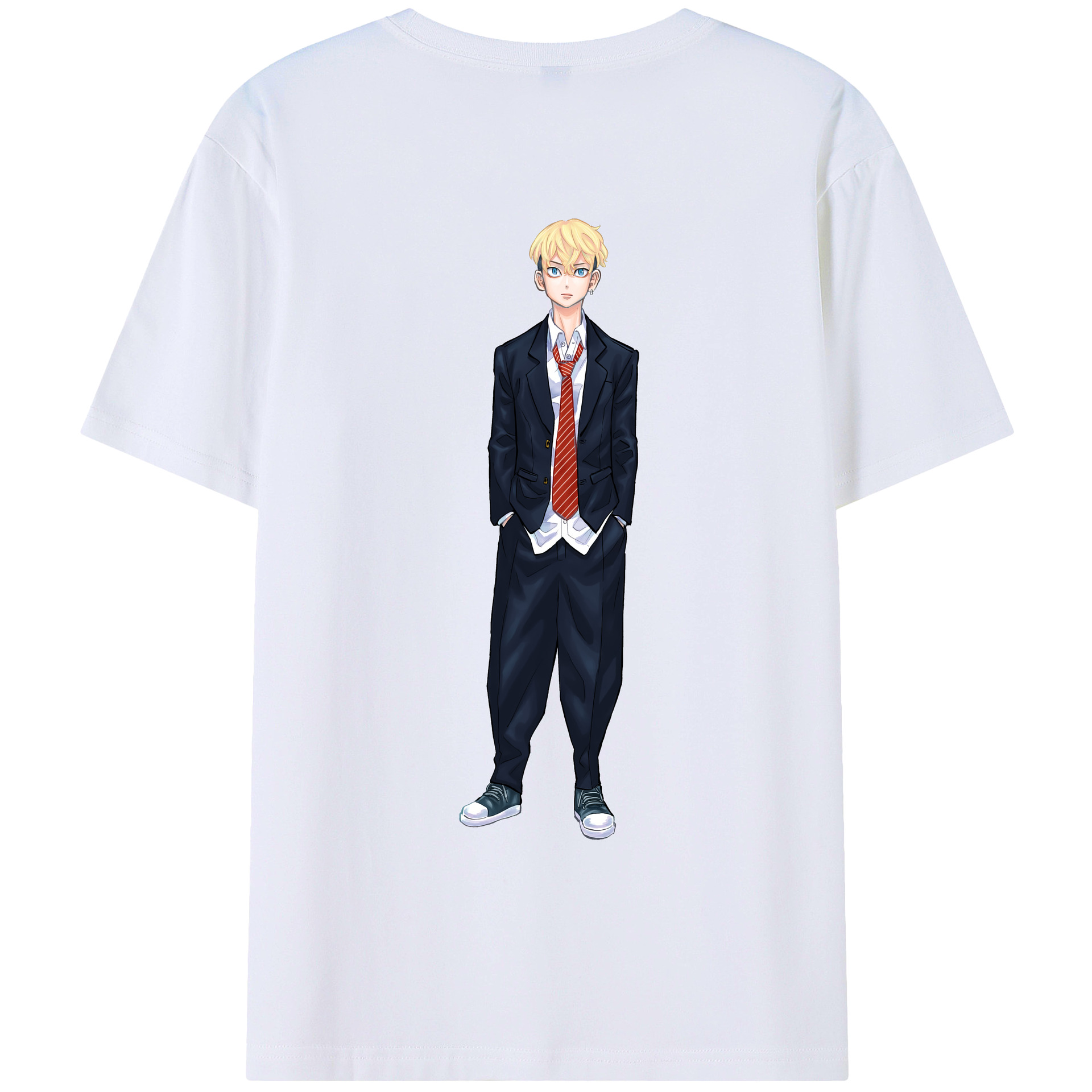 （画像用） 東京リベンジャーズ Tokyo Revengers 綿100％ メンズ半袖Tシャツ（バックプリント） 通気性